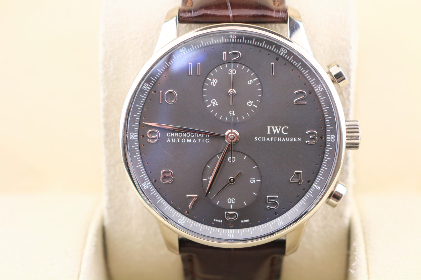 IWC Portuguese Chrono IW371431 Grey Dial Leather Strap WG 18kt No Papers 41mm