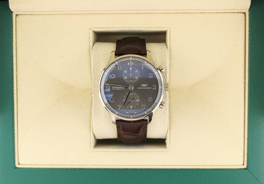 IWC Portuguese Chrono IW371431 Grey Dial Leather Strap WG 18kt No Papers 41mm