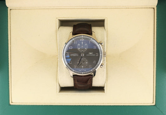 IWC Portuguese Chrono IW371431 Grey Dial Leather Strap WG 18kt No Papers 41mm
