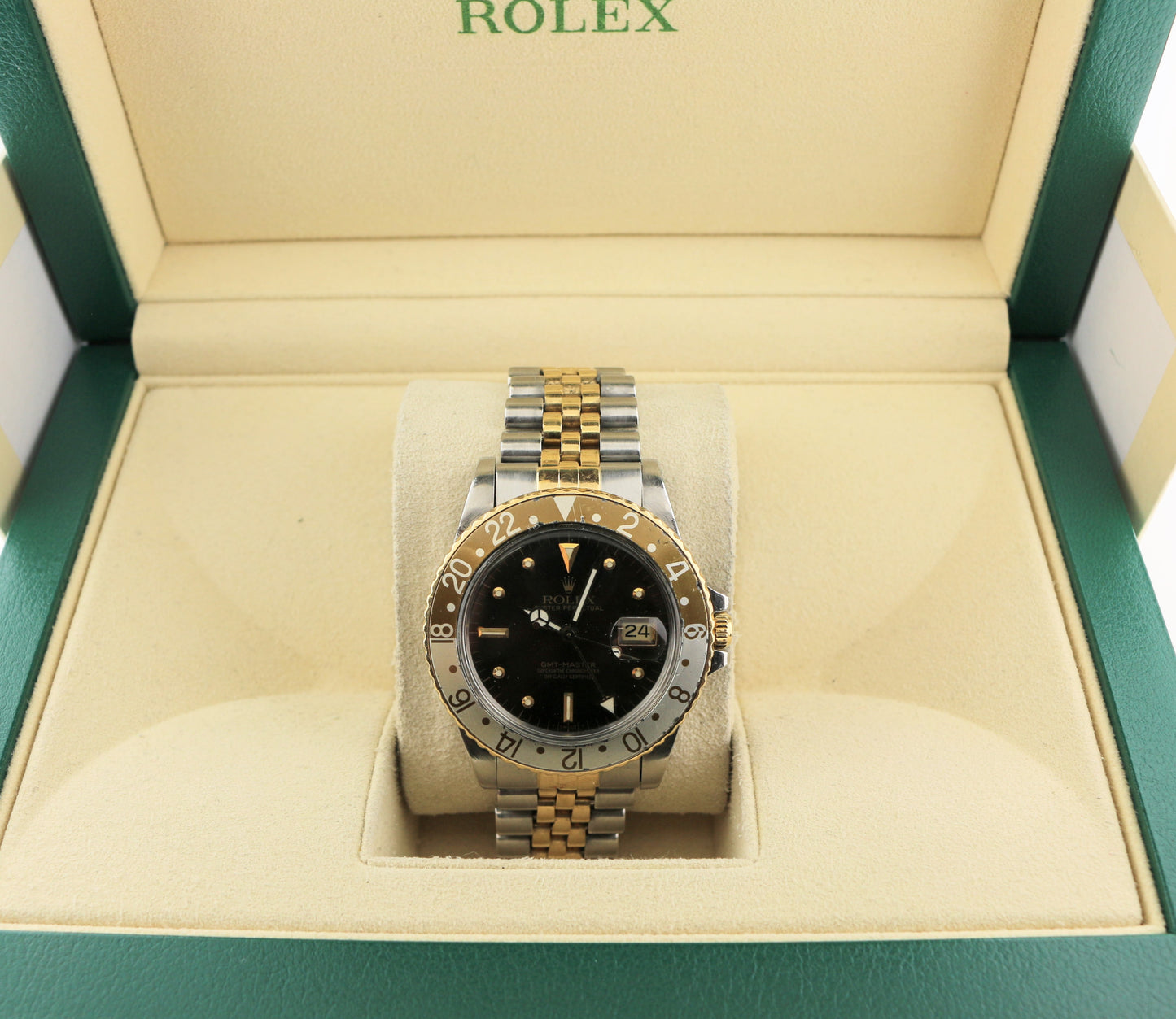 1984 Rolex GMT-Master Rootbeer 16753 Brown Nipple Dial TT Jubilee No Papers 40mm