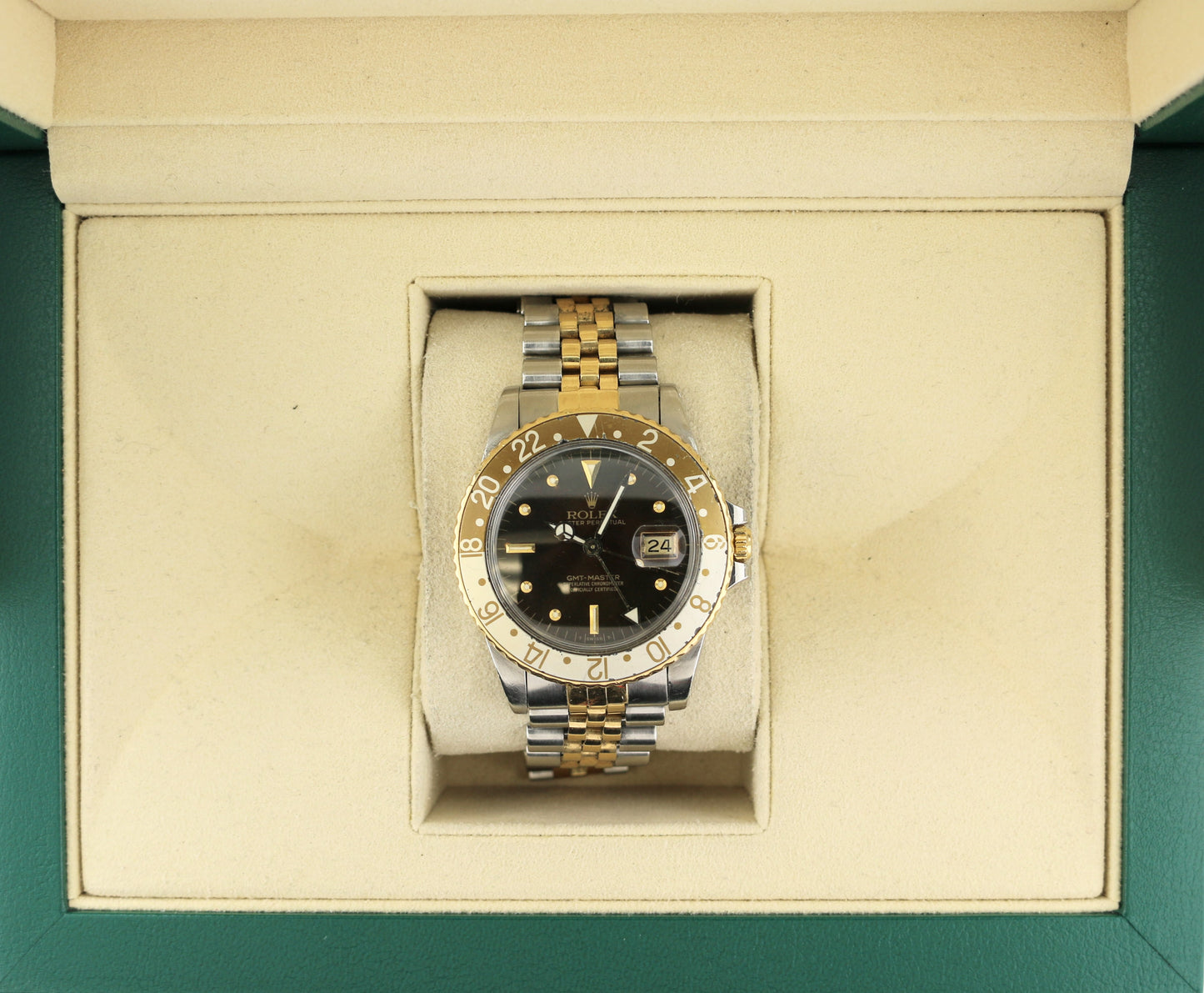 1984 Rolex GMT-Master Rootbeer 16753 Brown Nipple Dial TT Jubilee No Papers 40mm