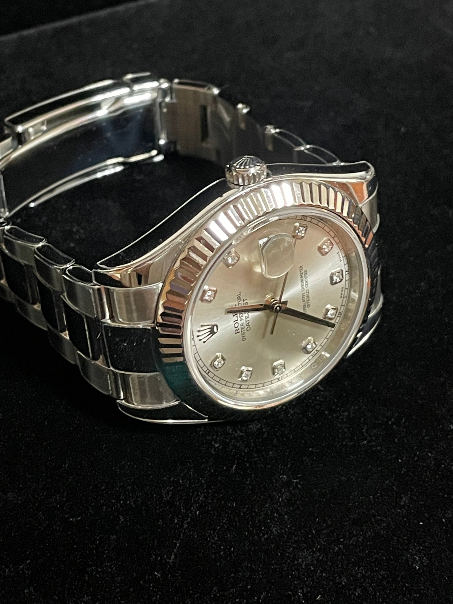 2009 Rolex Datejust 116334 Silver Diamond Dial SS Oyster With Papers 41mm