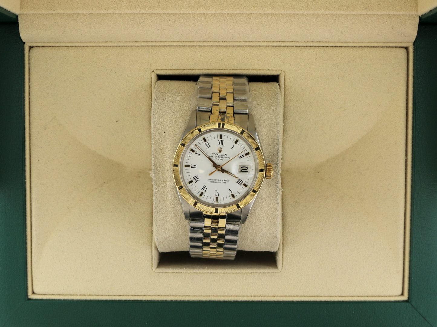 1973 Rolex Date 1501 White Roman TT 14kt Folded Jubilee No Papers 34mm