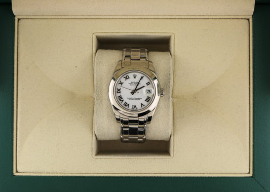 2000 Rolex Masterpiece Datejust 81209 White Roman Dial WG 18kt Pearlmaster 34mm