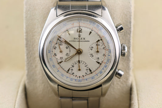1963 Rolex Chronograph Pre-Daytona 6034 Silver Dial Oyster Rivet C+I No Papers