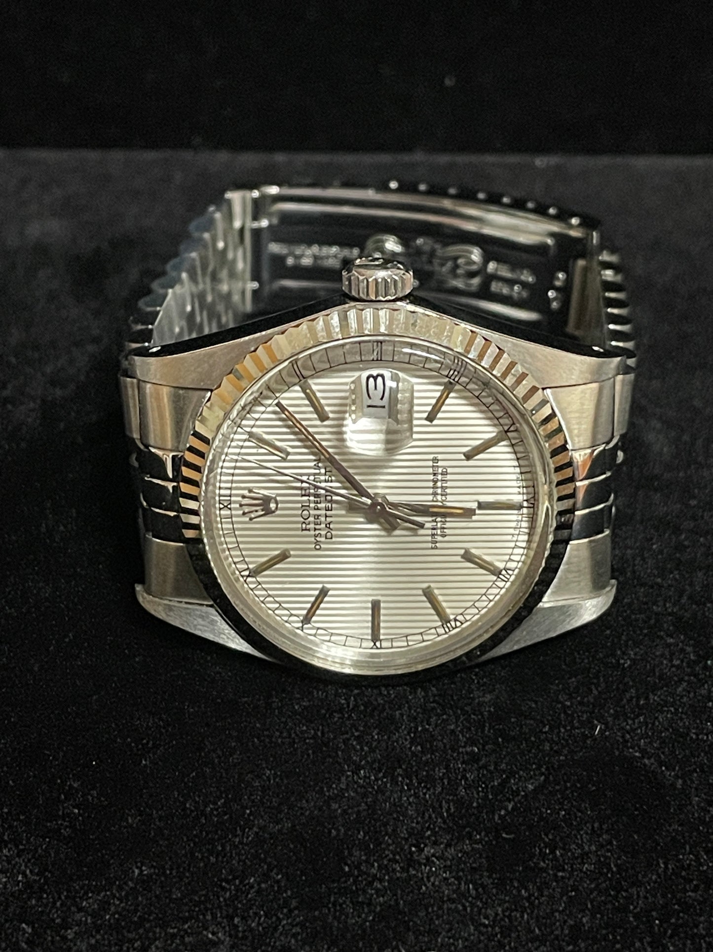 1984 Rolex Datejust 16014 Silver Tapestry Dial SS Jubilee No Papers 36mm