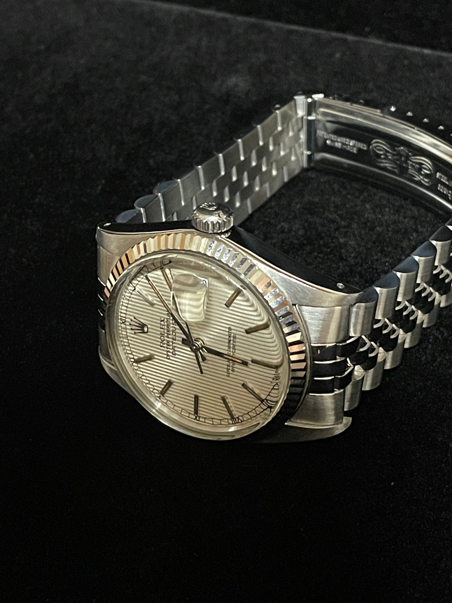 1984 Rolex Datejust 16014 Silver Tapestry Dial SS Jubilee No Papers 36mm