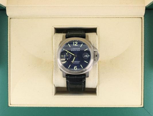Panerai Luminor Marina Pam 282 Blue Dial Leather Strap Titanium 40mm