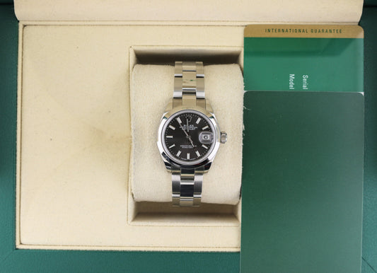 2019 Rolex Ladies Datejust 279160 Rhodium Stick SS Oyster With Papers 28mm