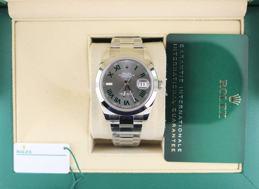 2024 Rolex Datejust 126300 Wimbledon Grey Roman Dial SS Oyster With Papers 41mm