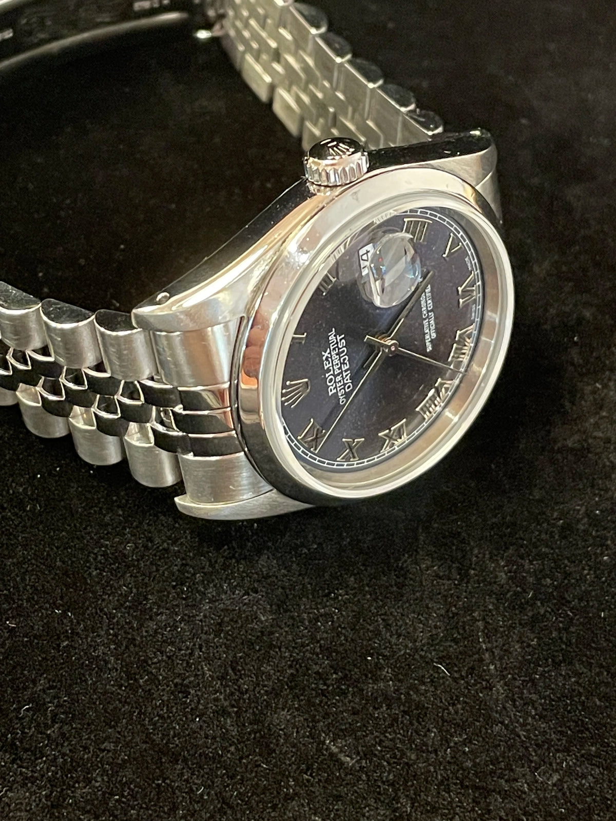 1989 Rolex Datejust 16234 Blue Purple Galaxy Patina Dial SS Jubilee 36mm