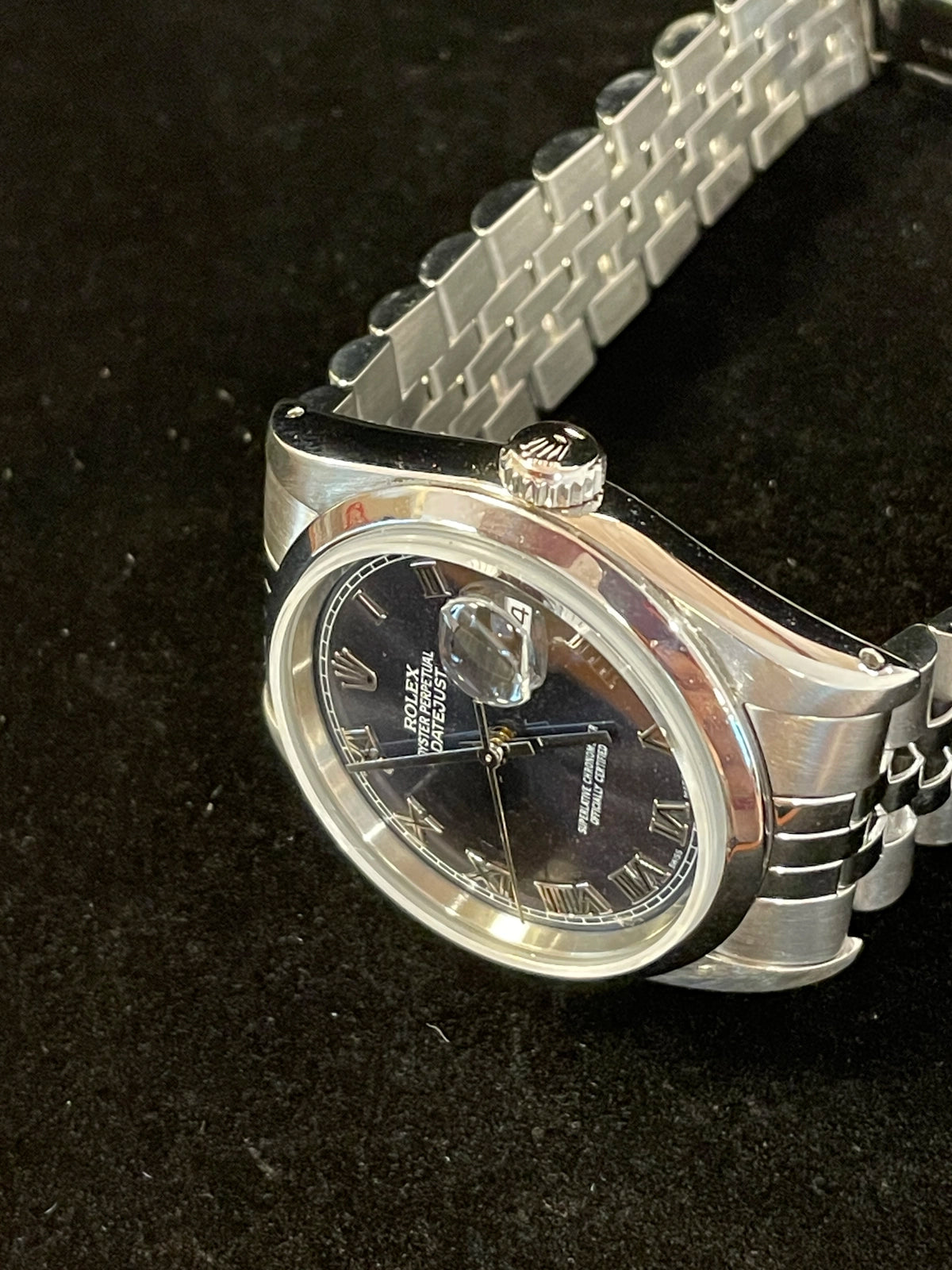 1989 Rolex Datejust 16234 Blue Purple Galaxy Patina Dial SS Jubilee 36mm