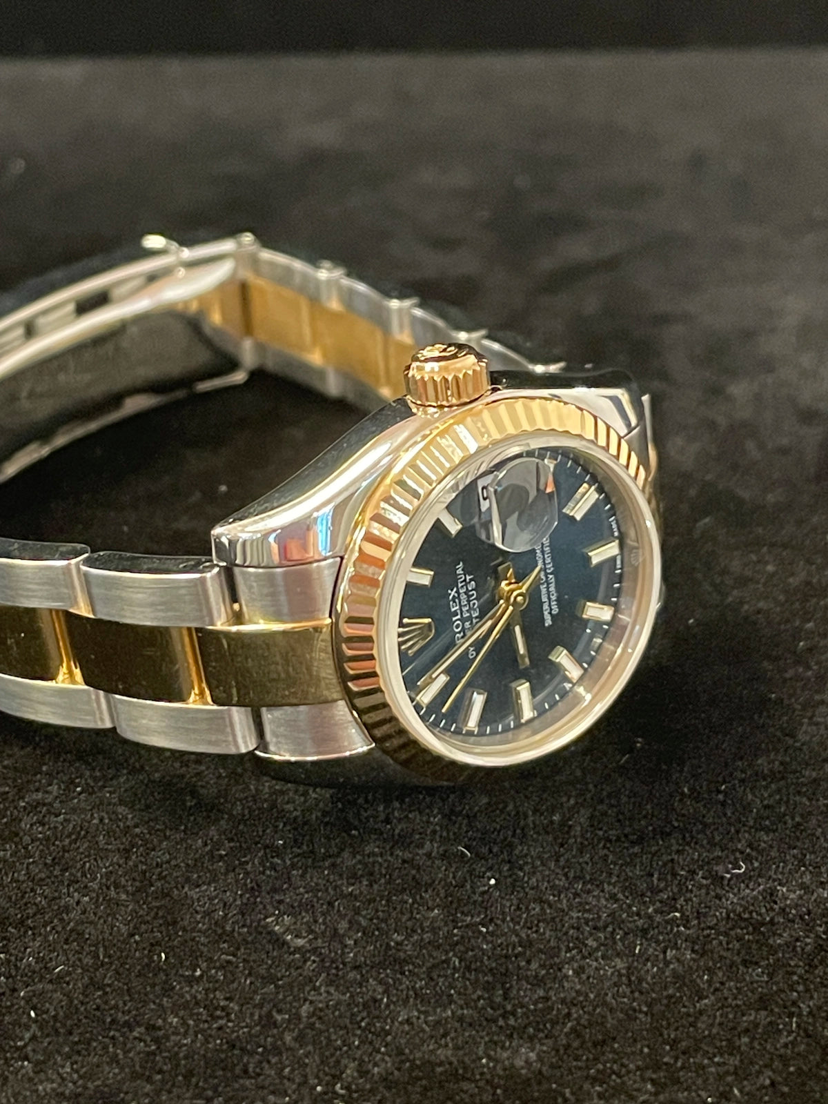 2006 Rolex Ladies Datejust 179173 Blue Stick Dial TT Oyster With Papers 26mm