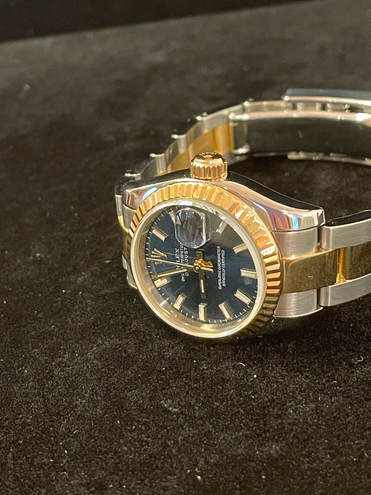 2006 Rolex Ladies Datejust 179173 Blue Stick Dial TT Oyster With Papers 26mm