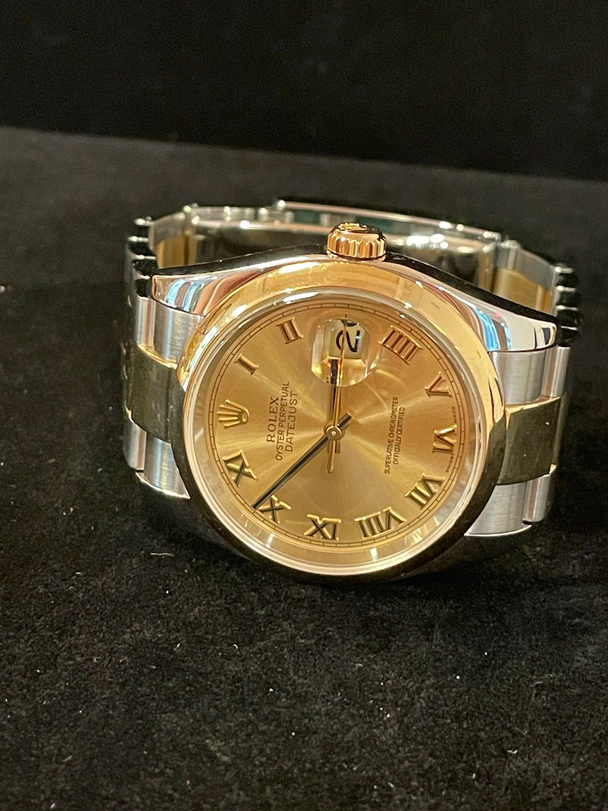 2004 Rolex Datejus 116203 Champagne Roman Dial TT Oyster No Papers 36mm