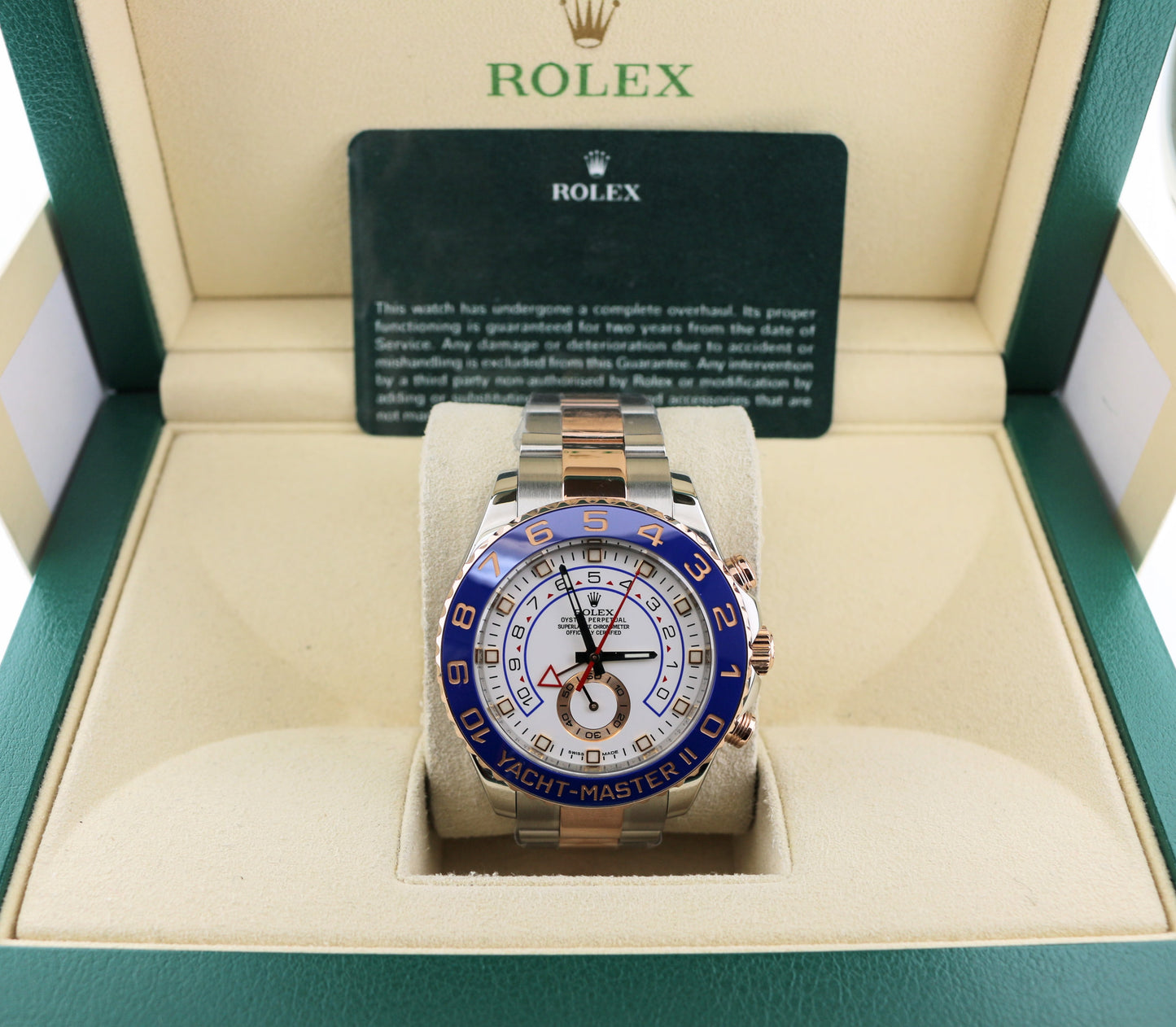 OHA 2016 Rolex Yacht-Master II 116681 White Dial TT Rose 18kt W/ 2023 RSC Card 44mm