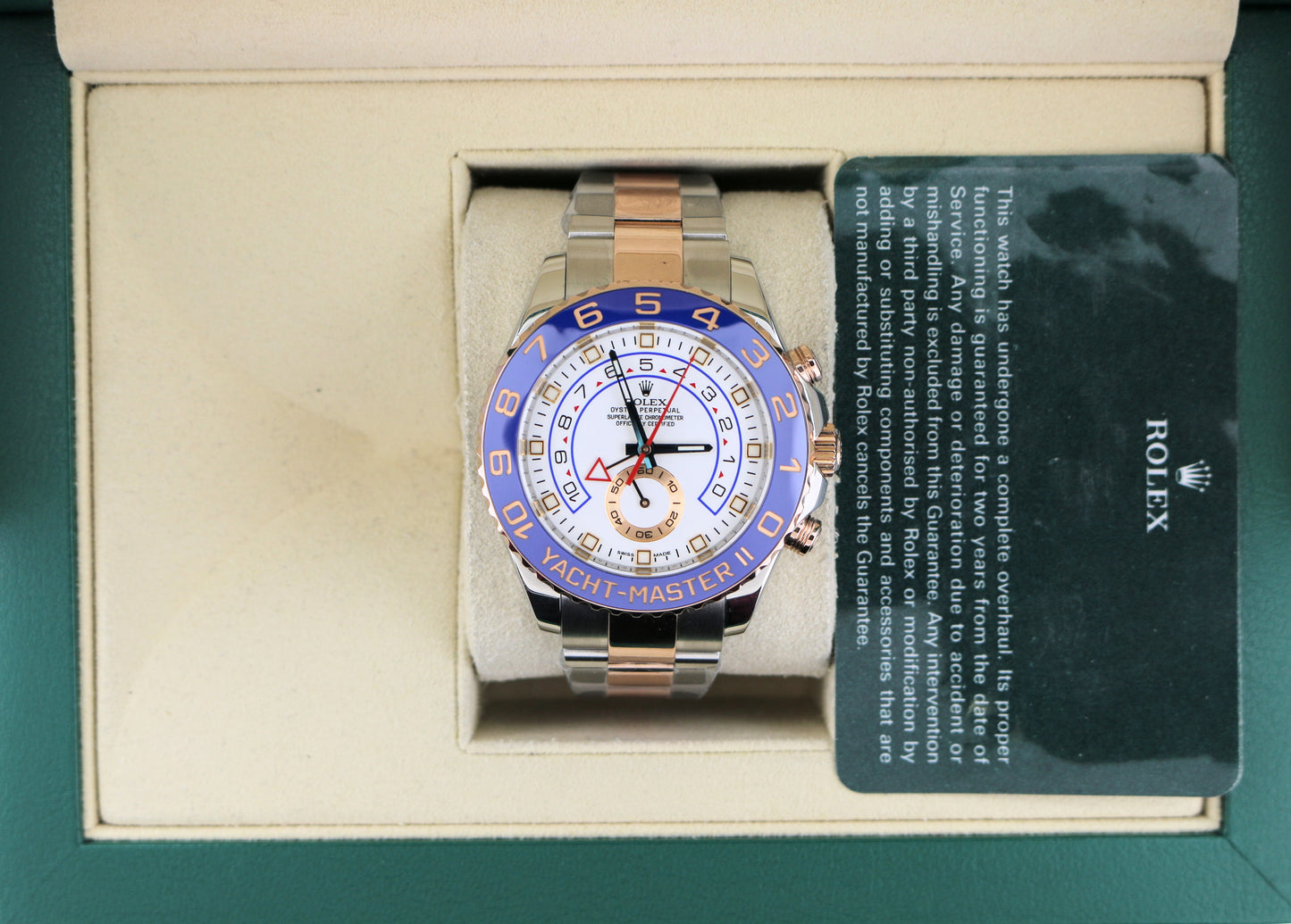 OHA 2016 Rolex Yacht-Master II 116681 White Dial TT Rose 18kt W/ 2023 RSC Card 44mm