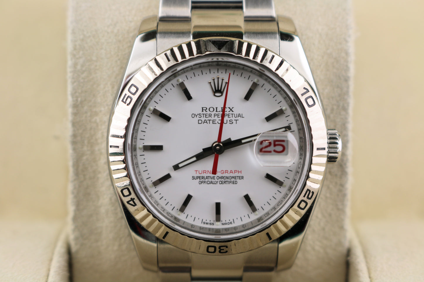 2006 Rolex Datejust Turnograph 116264 White Dial SS Oyster No Papers 36mm