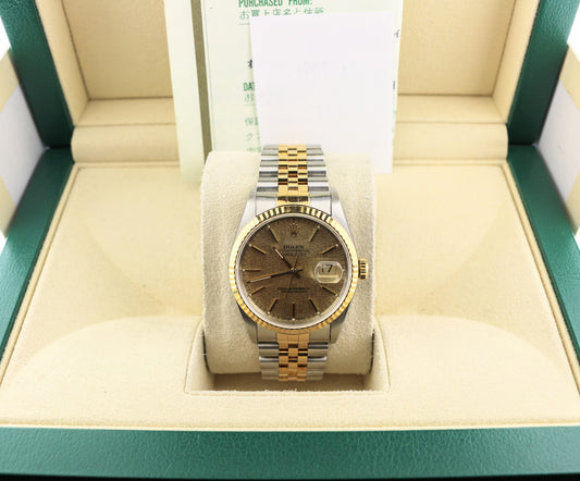1996 Rolex Datejust 16233 Champagne Computer Dial TT 18kt Jubilee W/ Papers 36mm