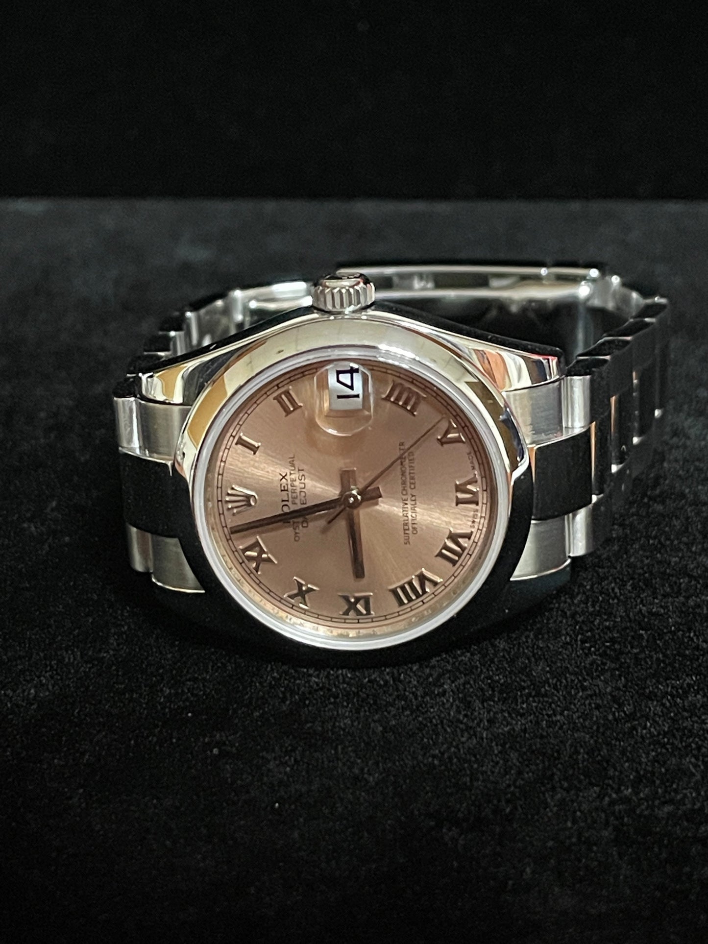 2012 Rolex Midsize Datejust 178240 Pink Roman Dial SS Oyster With Papers 31mm