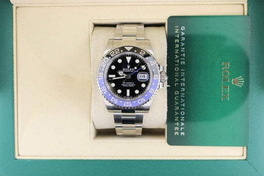 OHA 2023 Rolex GMT-Master II Batman 126710BLNR Black Dial SS Oyster With Papers 40mm