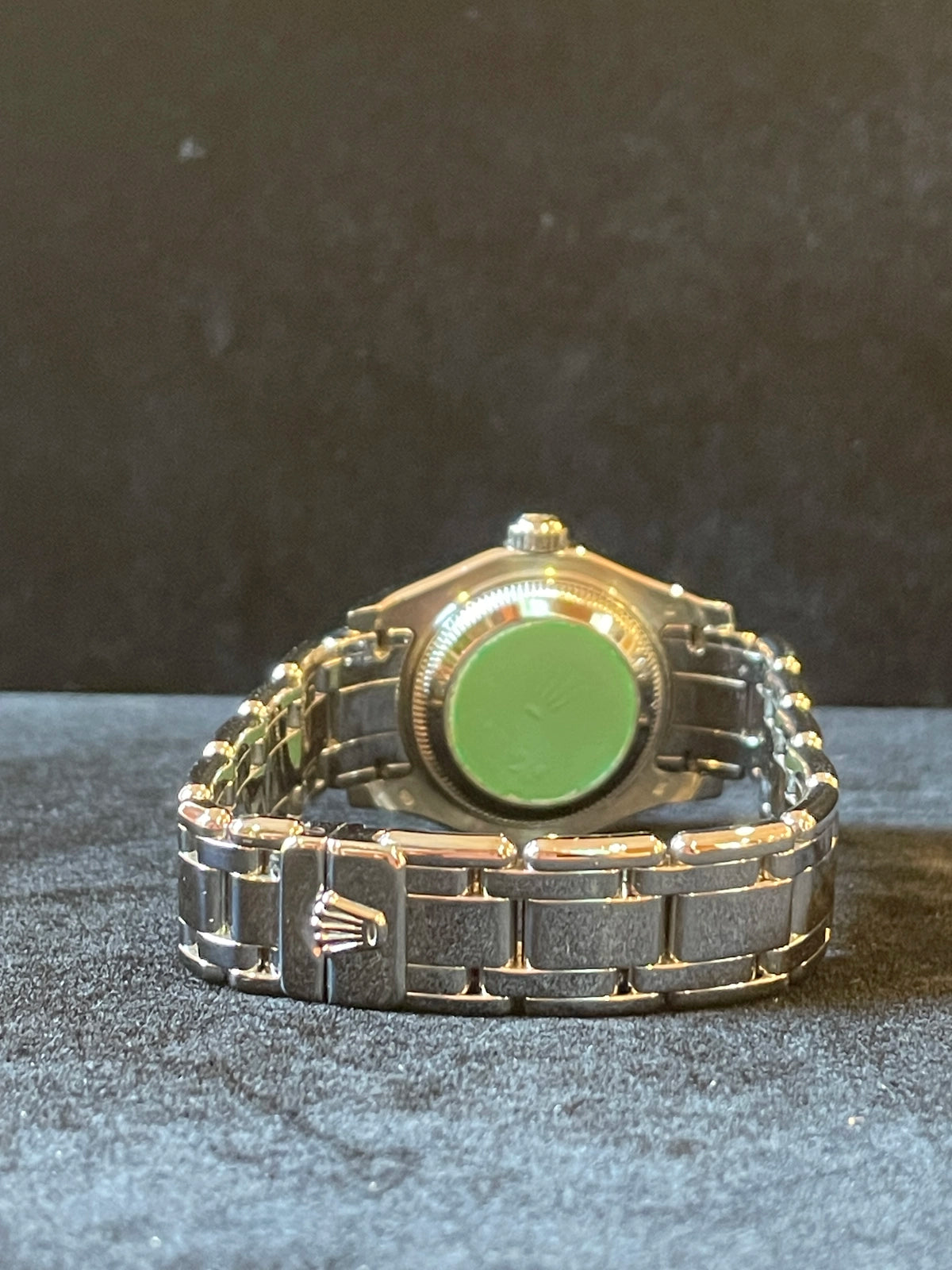 1995 Rolex Ladies Pearlmaster 69329 Pink Roman Dial Diamond Bezel 18kt WG 29mm