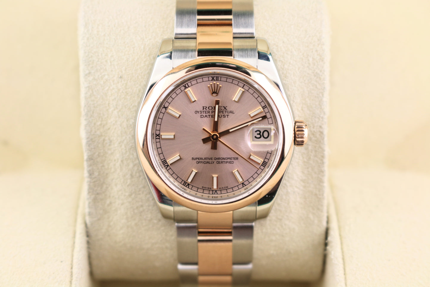 2013 Rolex Datejust Midsize 178241 Pink Dial TT 18kt Oyster Rose W/ Papers 31mm