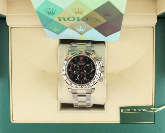 2004 Rolex Daytona 116509 Racing Black Dial 18kt WG Oyster With Papers 40mm