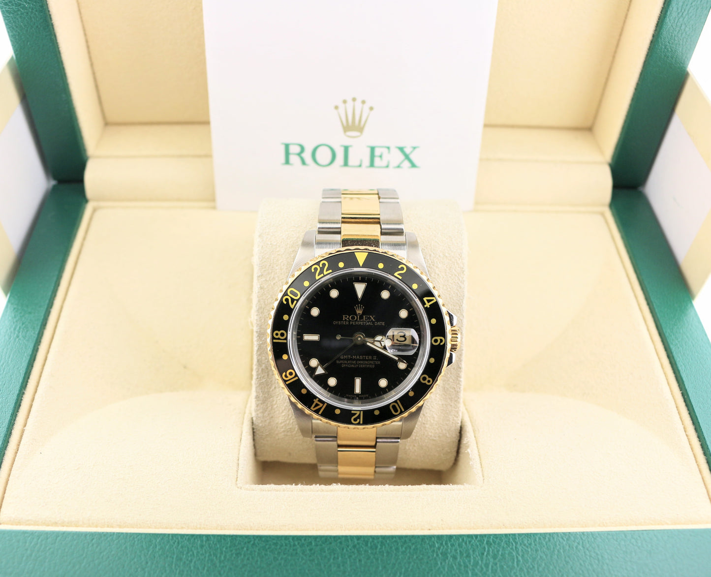 2003 Rolex GMT-Master II 16713 Black Dial TT 18kt Oyster With Papers 40mm