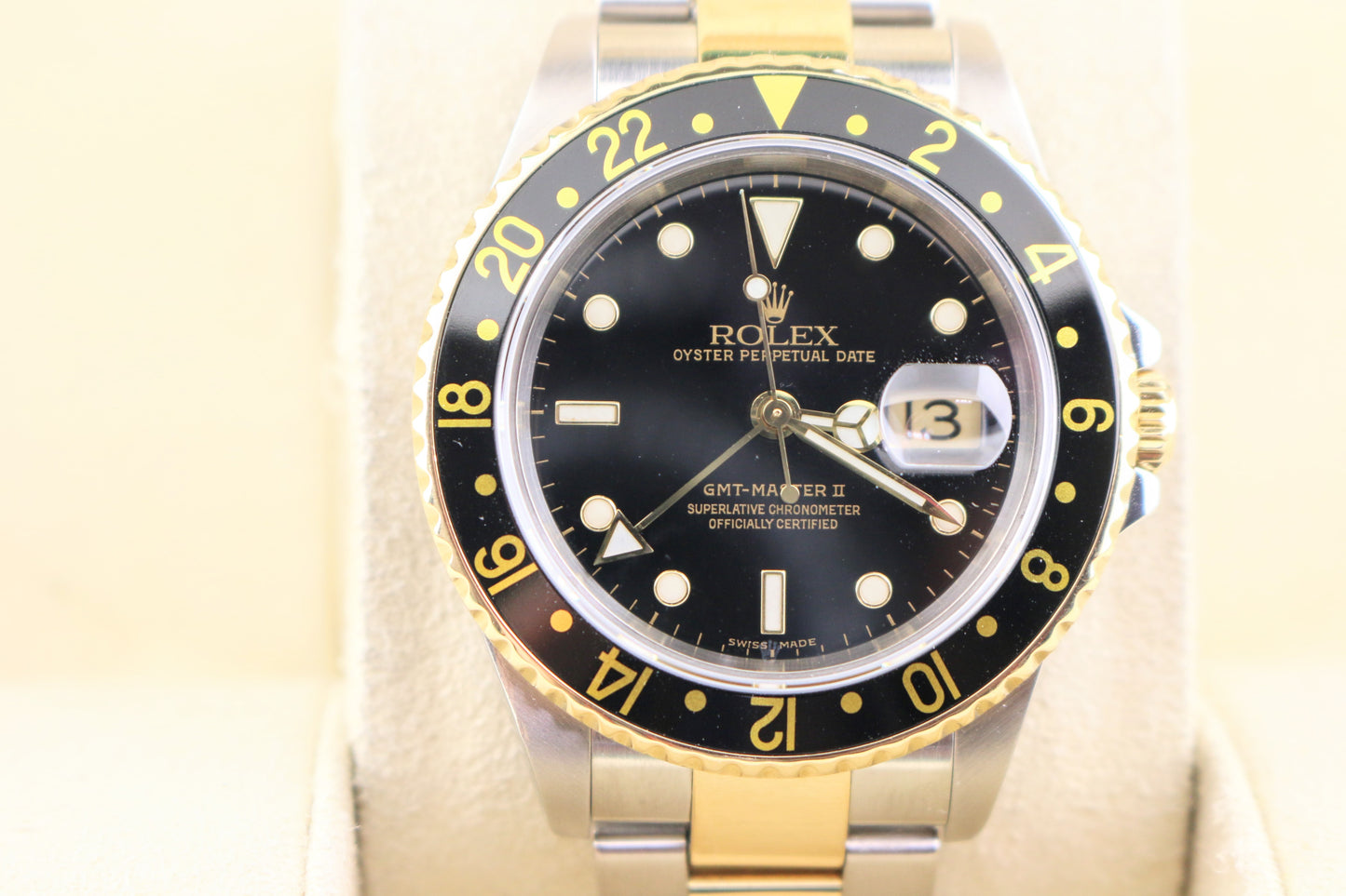 2003 Rolex GMT-Master II 16713 Black Dial TT 18kt Oyster With Papers 40mm