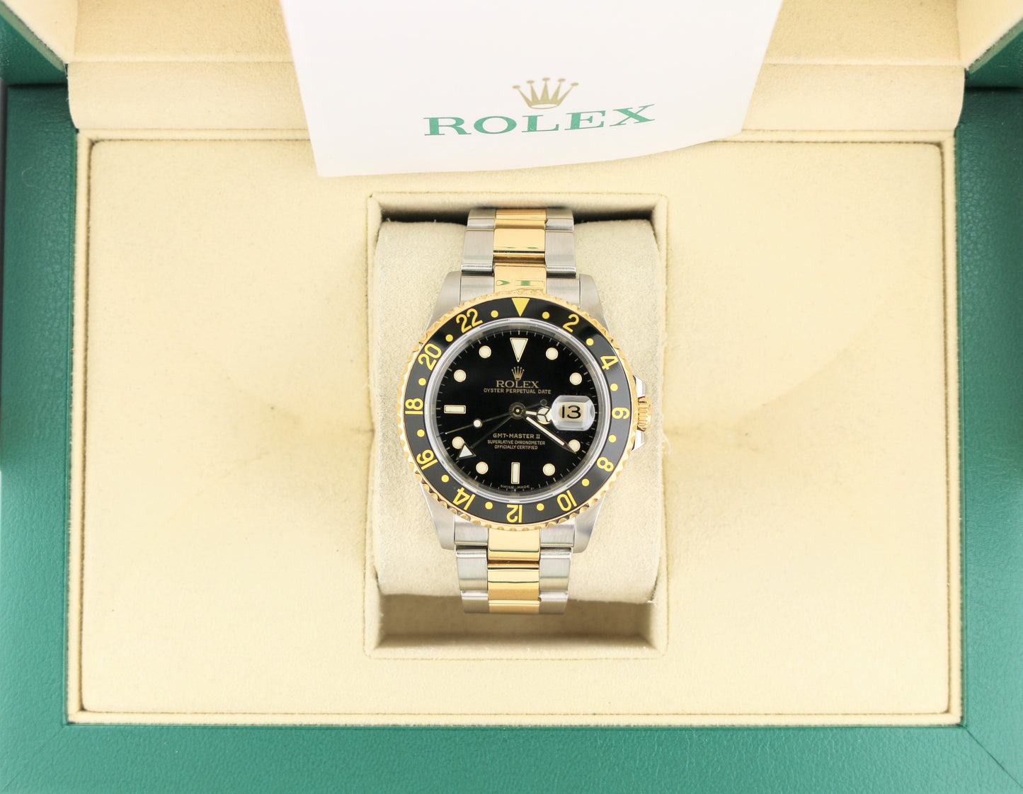 2003 Rolex GMT-Master II 16713 Black Dial TT 18kt Oyster With Papers 40mm