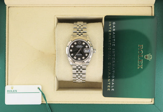 OHA 2024 Rolex Ladies Datejust 279174 Rhodium Diamond Dial SS Jubilee W Papers 28mm