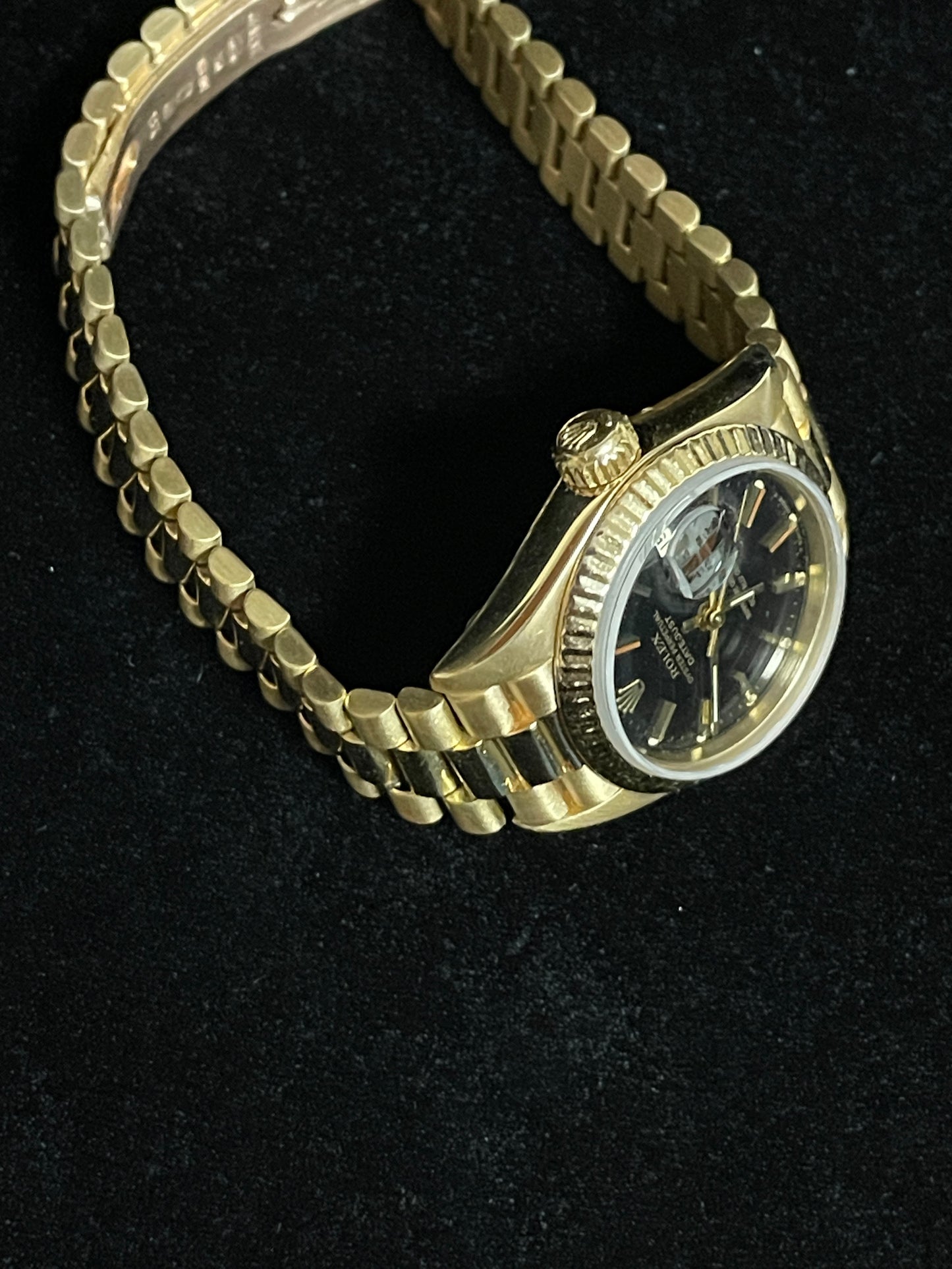 1986 Rolex Ladies President 69178 Black Dial 18kt YG Datejust No Papers 26mm