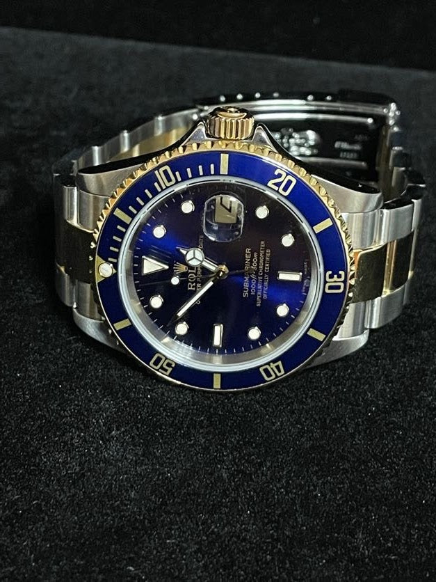 2004 Rolex Submariner Bluesy 16613 Blue Dial TT 18kt SEL Oyster No Holes 40mm
