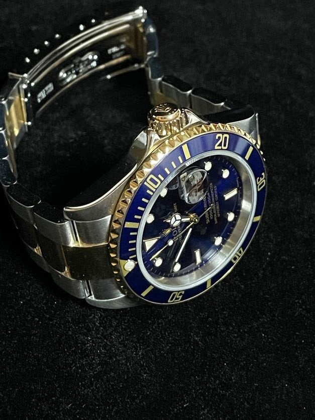 2004 Rolex Submariner Bluesy 16613 Blue Dial TT 18kt SEL Oyster No Holes 40mm