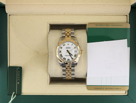 OHA 2014 Rolex Datejust 178343 White Roman Dial Diamond Bezel TT Jubilee Paper 31mm