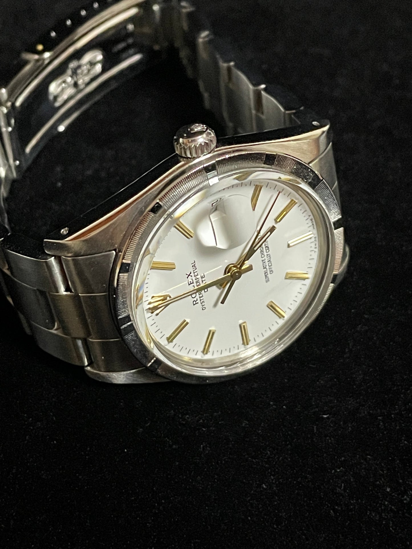 1984 Rolex Date 15010 White Dial Engine Turned Bezel SS Oyster No Papers 34mm