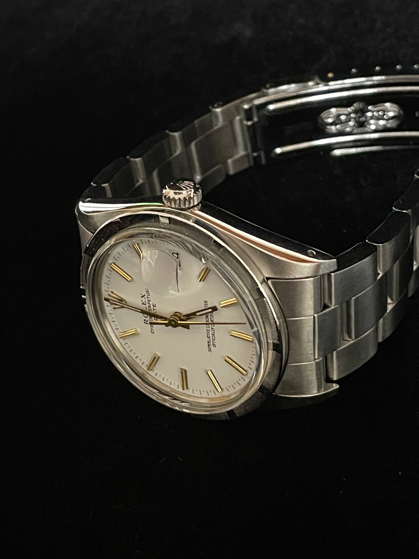 1984 Rolex Date 15010 White Dial Engine Turned Bezel SS Oyster No Papers 34mm