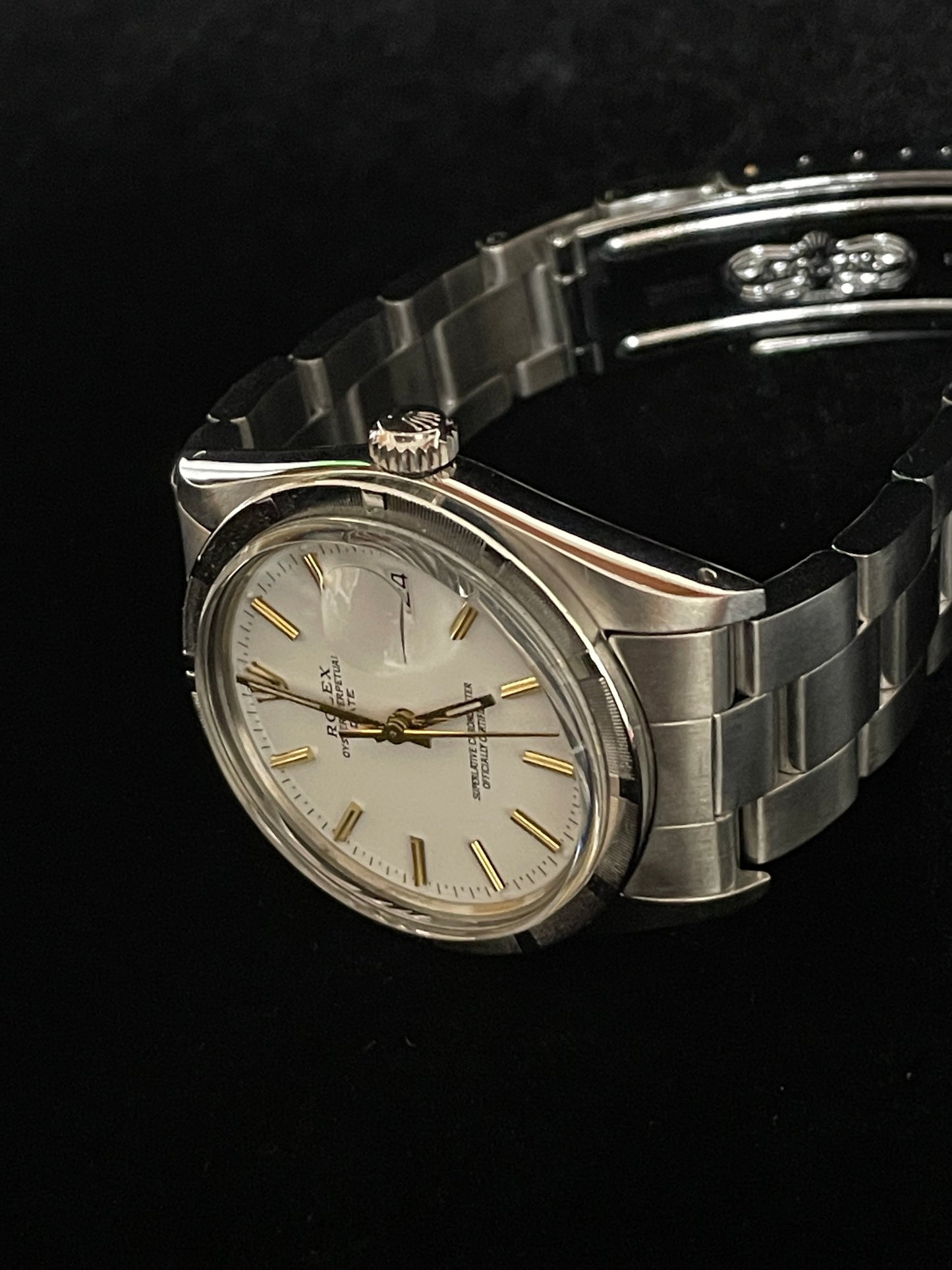 1984 Rolex Date 15010 White Dial Engine Turned Bezel SS Oyster No Papers 34mm