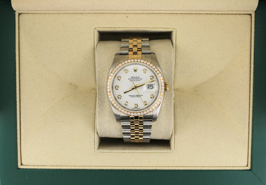 2010 Rolex Datejust 116243 White Diamond Dial and Bezel TT Jubilee No Paper 36mm