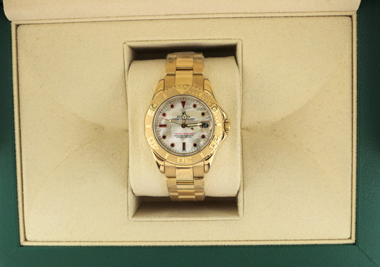1997 Rolex Yacht-Master 168628 Ruby MOP Dial YG 18kt Oyster No Papers 35mm