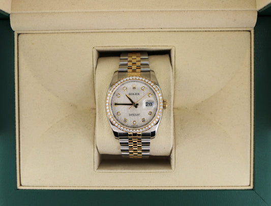 OH 2017 Rolex Datejust 116243 Silver Jubilee Diamond Dial and Bezel TT Jubilee 36mm