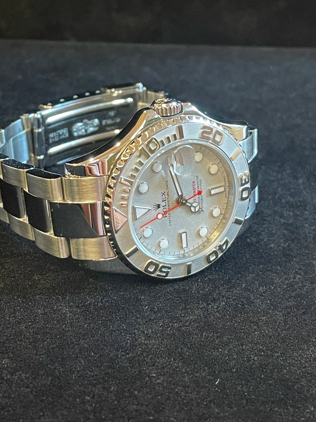 2010 Rolex Yacht-Master 168622 Platinum Dial SS Oyster Engraved Rehault 35mm