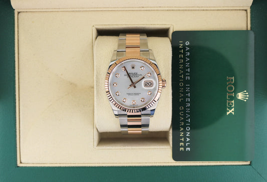 2023 Rolex Datejust 126231 White MOP Diamond Dial TT Rose Oyster W/ Papers 36mm