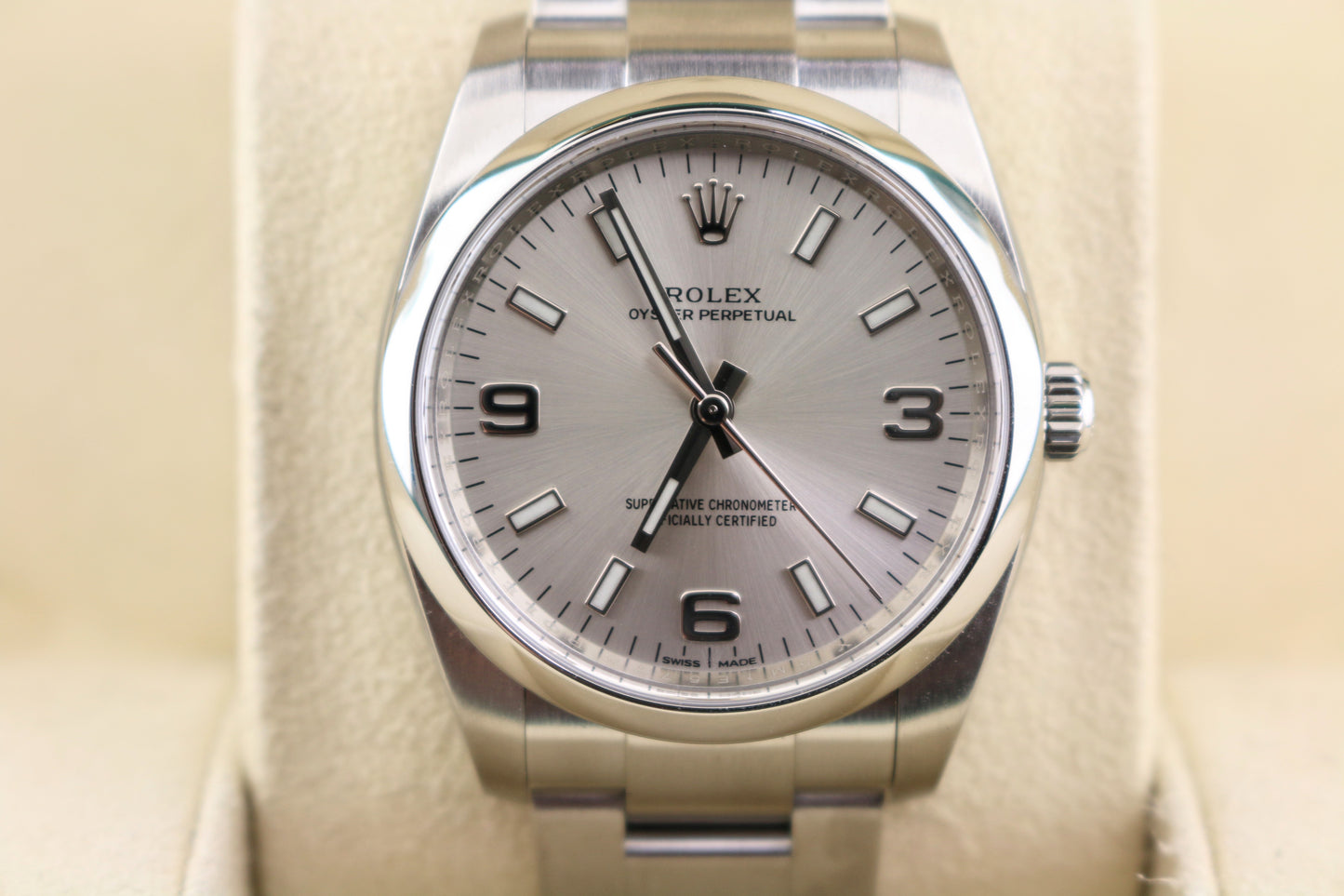 2017 Rolex Oyster Perpetual 114200 Silver Dial SS Oyster With Papers 34mm