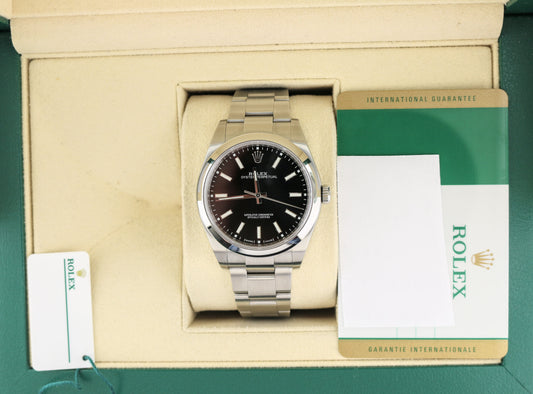OHA 2019 Rolex Oyster Perpetual 114300 Black Dial SS Oyster With Papers 39mm