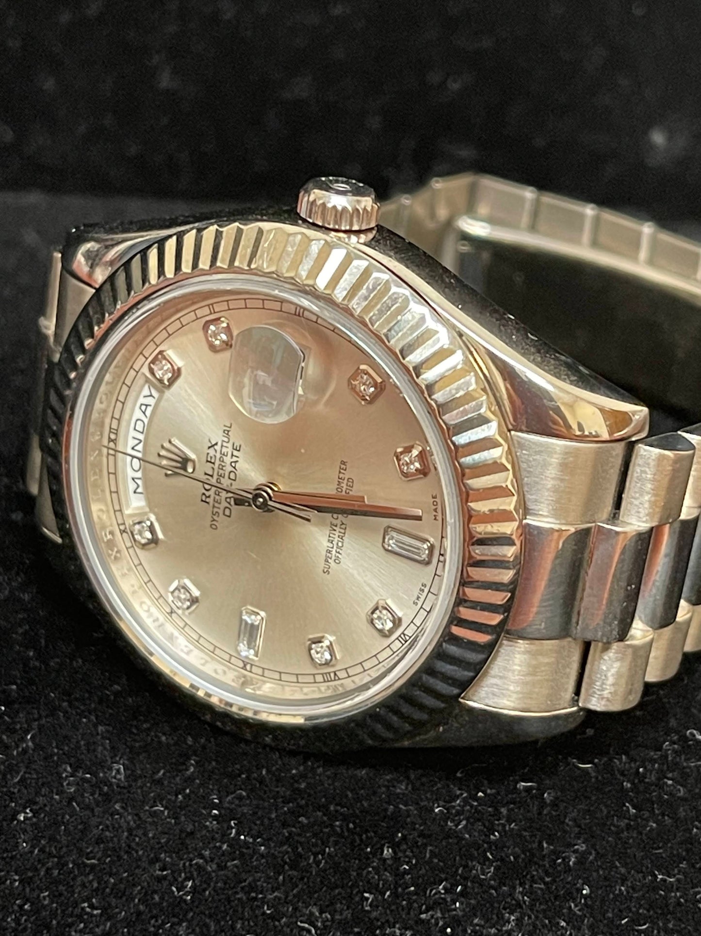 2009 Rolex Day-Date 218239 Silver Diamond Dial White Gold Bracelet No Papers 41m