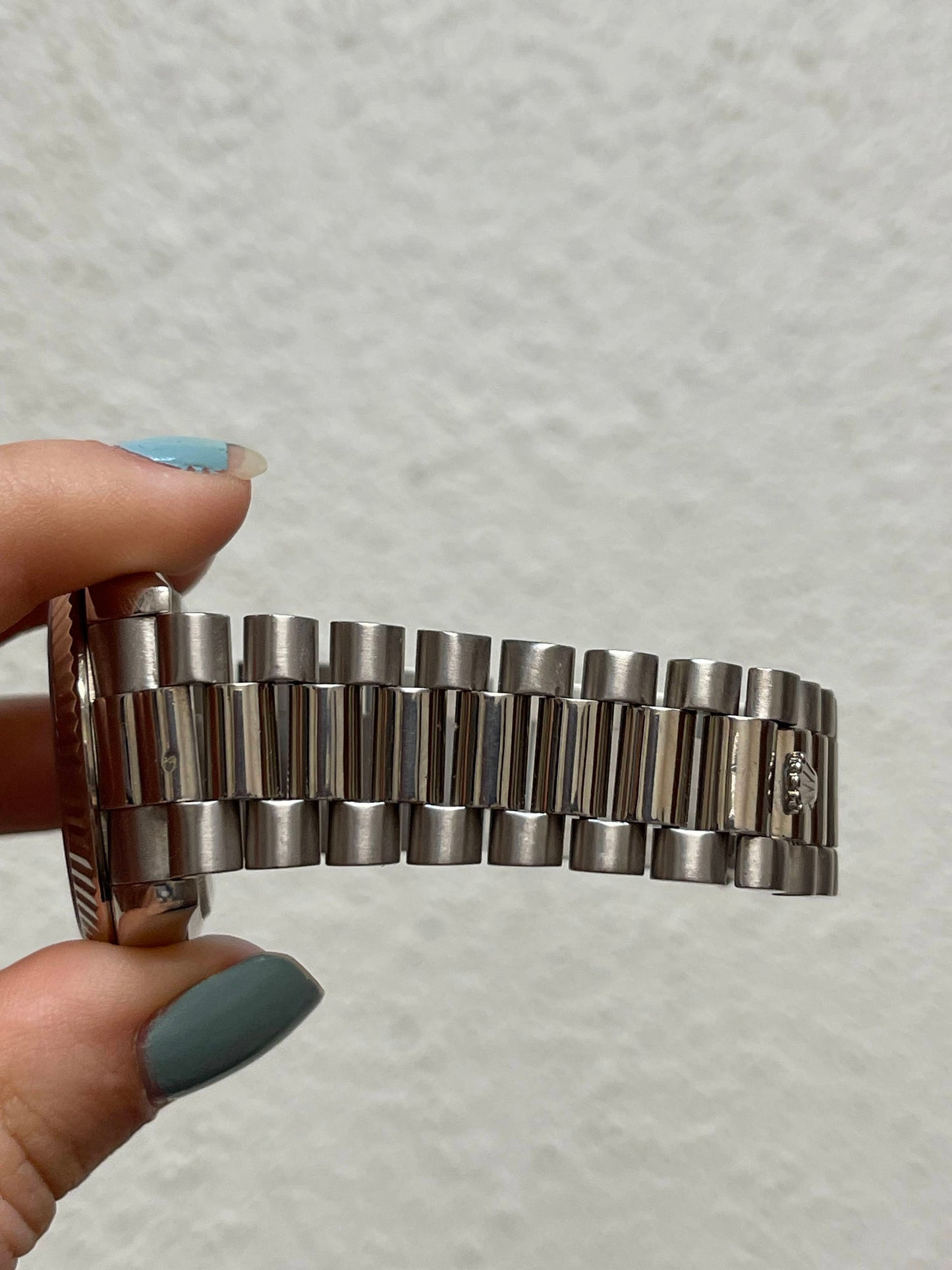 2009 Rolex Day-Date 218239 Silver Diamond Dial White Gold Bracelet No Papers 41m