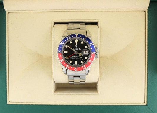 1968 Rolex GMT-Master 1675 Black Matte Dial MK1 Long E SS Oyster No Papers 40mm