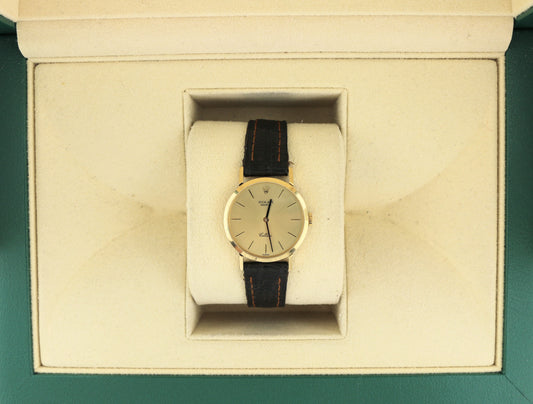 1976 Rolex Ladies Cellini Champagne Dial 18kt YG Leather Strap No Papers 26mm